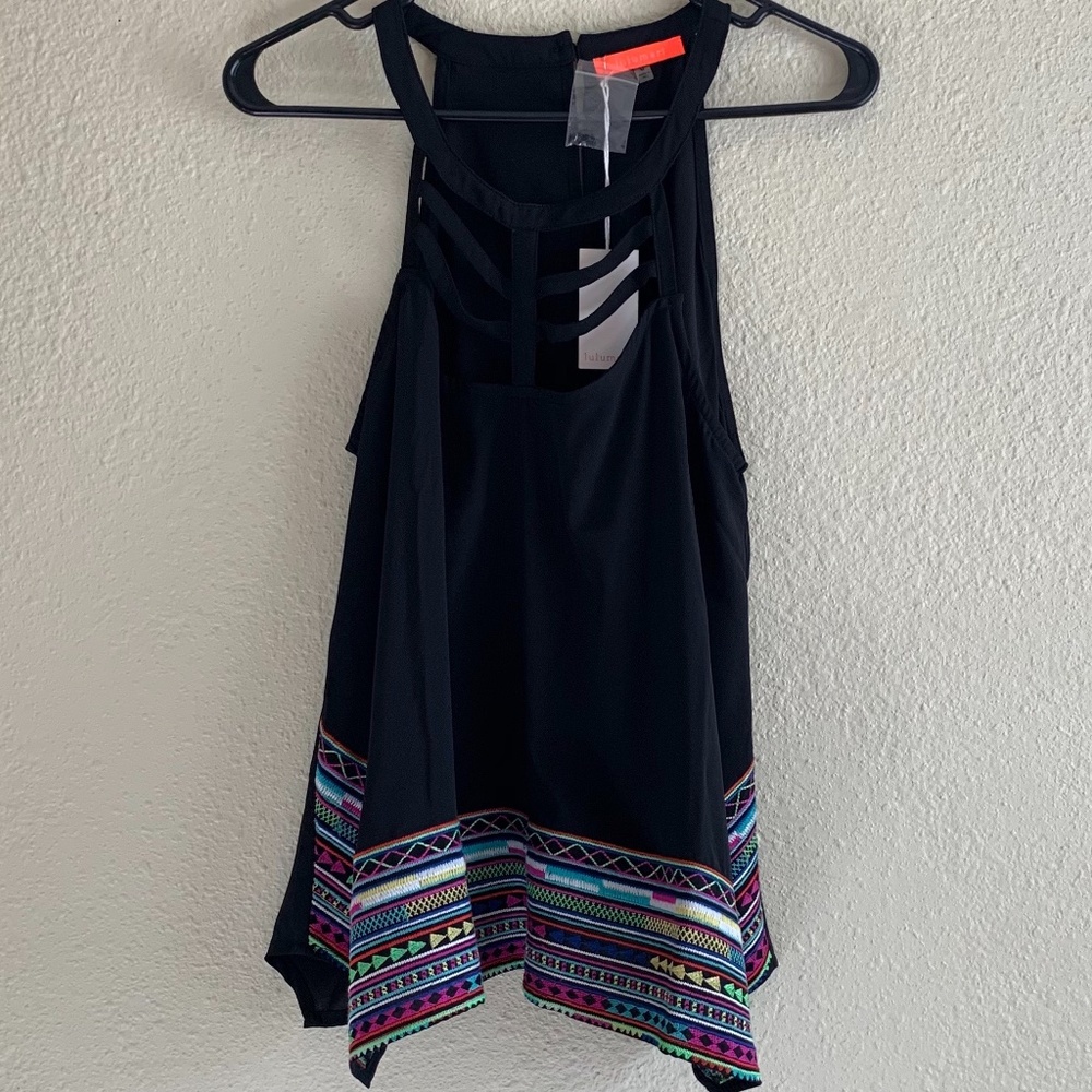 Lulumari Cage Neck Boho Flowing Blouse